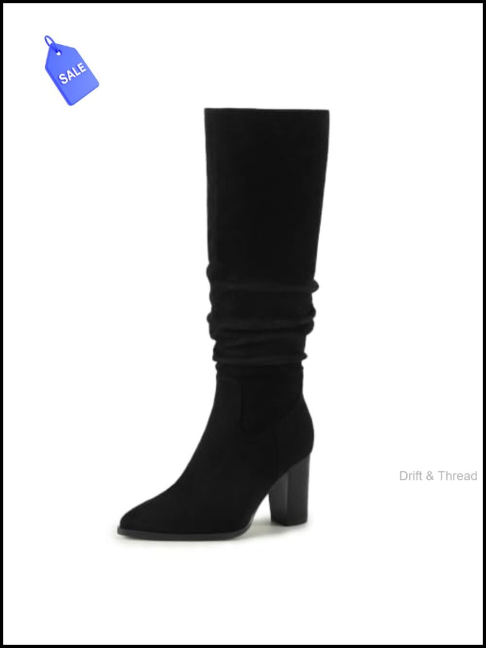 Women's Knee High Slouchy Boots Pointed Toe Tall Block Heel